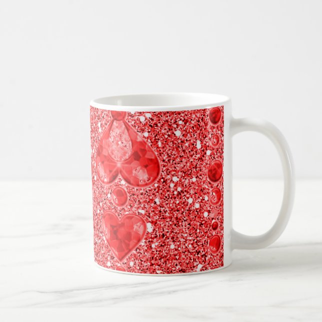 Mug Parties scintillant Rouge et droplets du coeur (Droite)