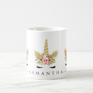 Mug Parties scintillant Unicorne Avec Bouquet Floral A