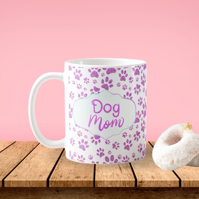 Mug Parties scintillant violet  Chien maman Empreintes (Créateur téléchargé)
