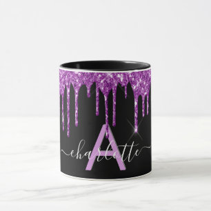 Mug Parties scintillant violet noir gouttes de nom mon