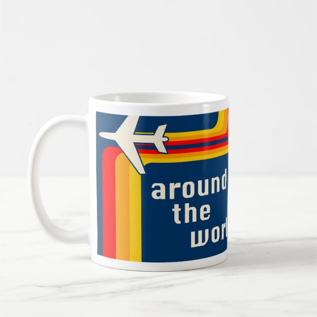 Mug partout dans le monde avion rayures rétro (Gauche)
