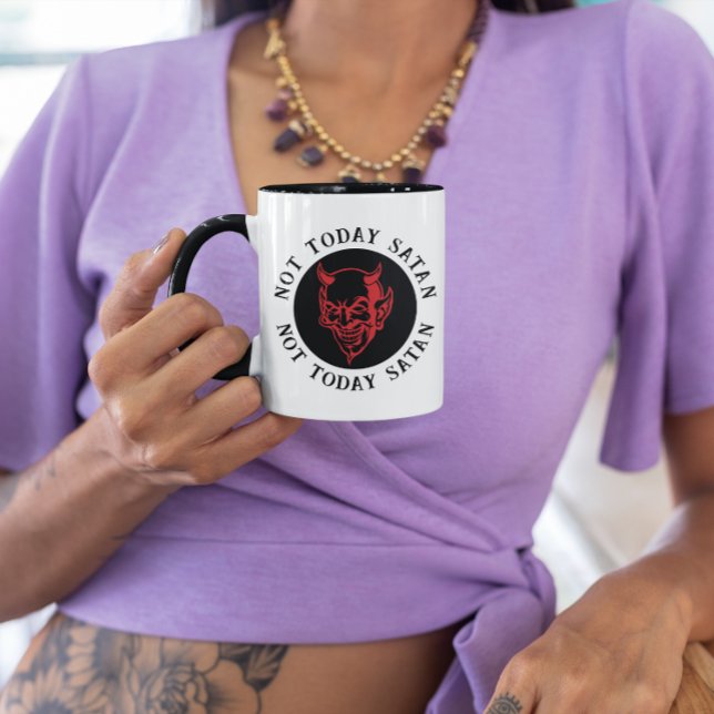 Mug Pas aujourd'hui Satan souriant diable drôle café (Créateur téléchargé)