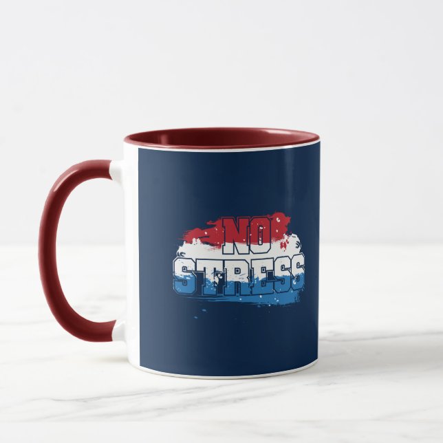 Mug Pas de stress - Rouge Blanc Bleu Positif Esprit (Gauche)