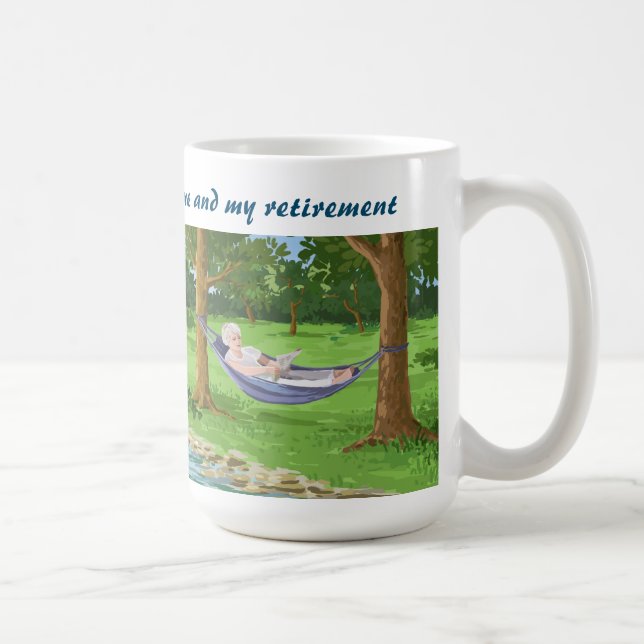 Mug Pas de tracas, juste moi, retraite, hamac, drôle (Droite)