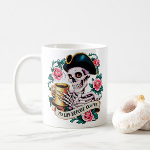 Mug Pas de vie avant le café Drôle Skeleton