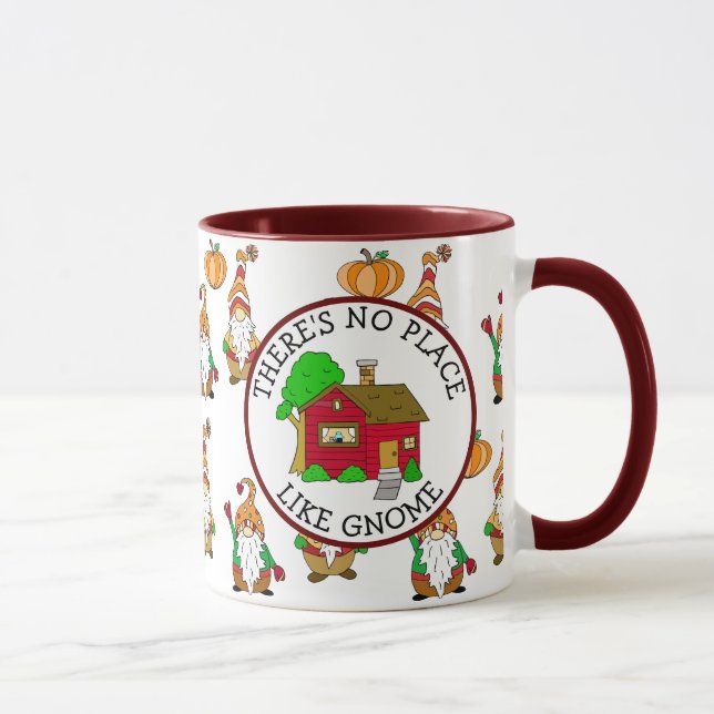 Mug Pas d'endroit comme Gnome, Cartoon Autumn Gnome (Droite)