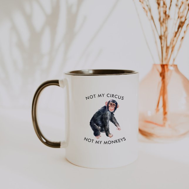 Mug Pas mon cirque, pas mes singes | Singe à l'aquarel (Créateur téléchargé)