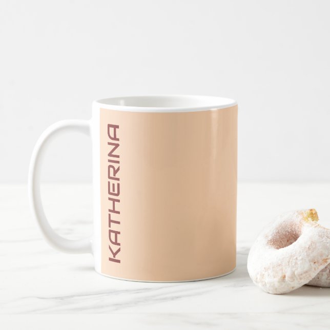 Mug Pastel Apricot couleur solide personnalisée (Avec donut)