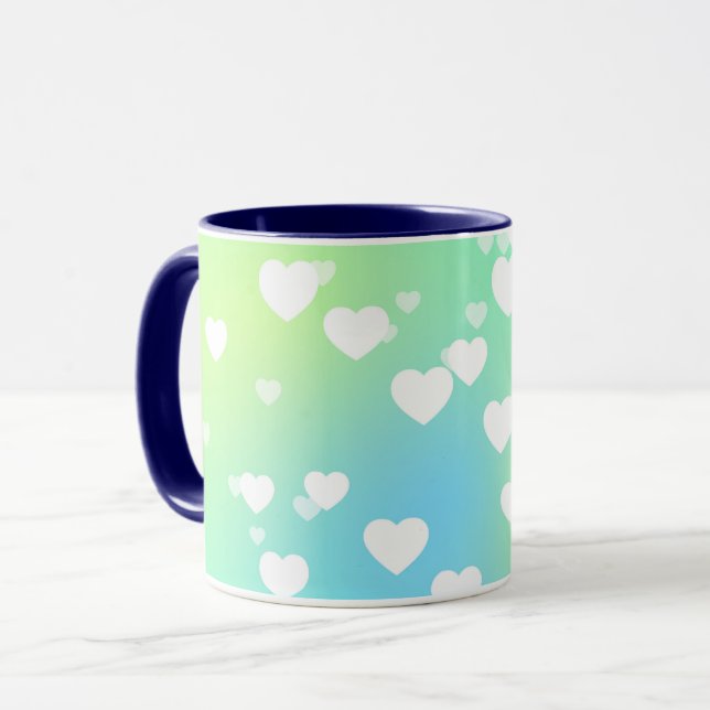 Mug Pastel coeurs deux tones café & thé (Devant gauche)