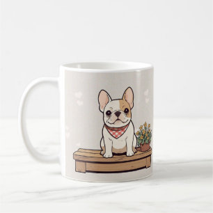 Mug Pastel des Bulldogs français mignon avec fleurs