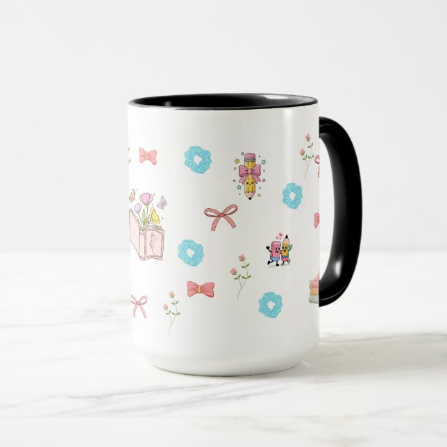 Mug Pastel Floral Book Aesthetic  (Devant droit)