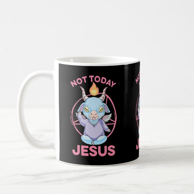 Mug Pastel Goth Baby Baphomet Pas aujourd'hui Jésus An (Gauche)