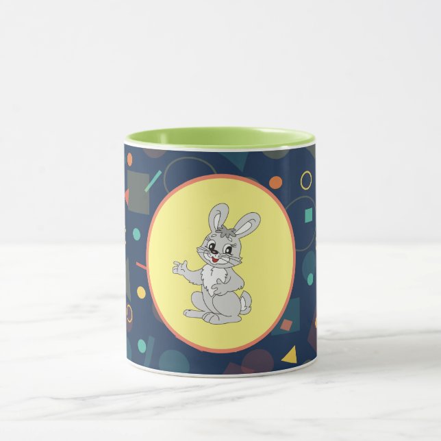 Mug Pastel Lapin Heureux - Céramique de joli lapin (Centre)