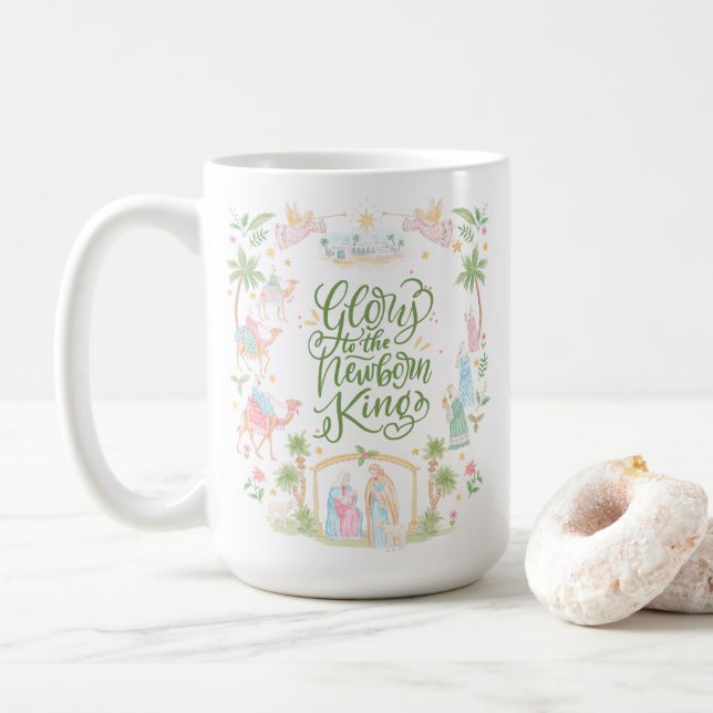 Mug Pastel Nativity | Glory to the Newborn King (Avec donut)