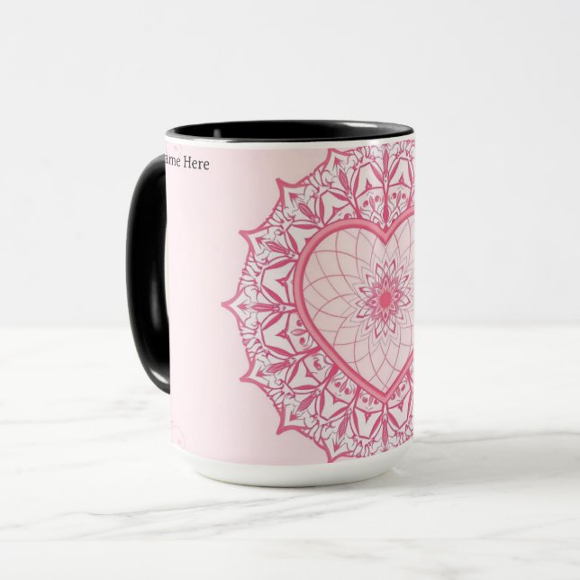 Mug Pastel Nostalgia Pink Heart Mandala Aesthetic (Devant gauche)