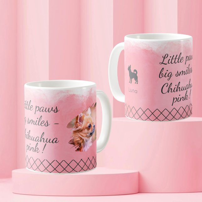 Mug Pastel Pink Chihuahua - Personalized Photo & Name (Créateur téléchargé)