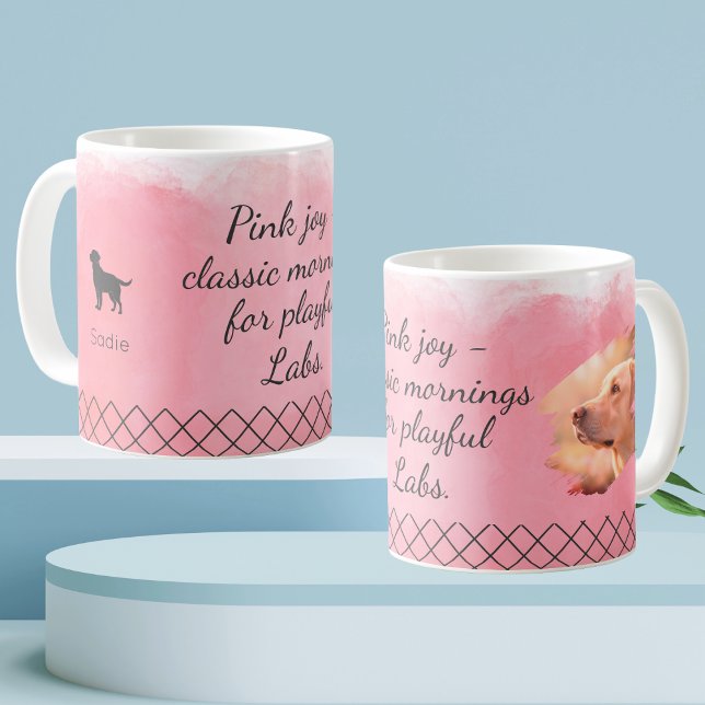 Mug Pastel Pink Labrador Retriever Custom Photo & Name (Créateur téléchargé)