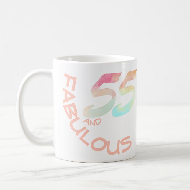 Mug Pastel Rainbow Typographie 55 ans Anniversaire (Gauche)