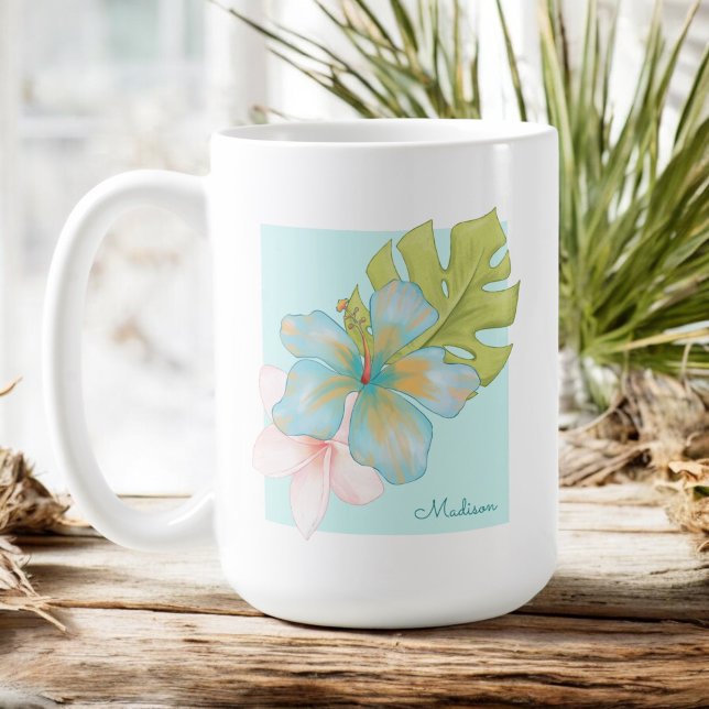 Mug Pastel Tropical Floral avec n'importe quel nom (Créateur téléchargé)