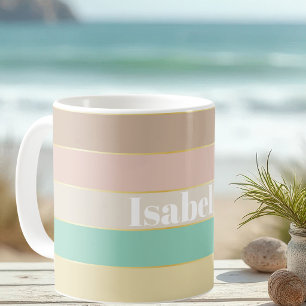 Mug Pastell Gold Custom Été Bloc de Couleurs Rayures