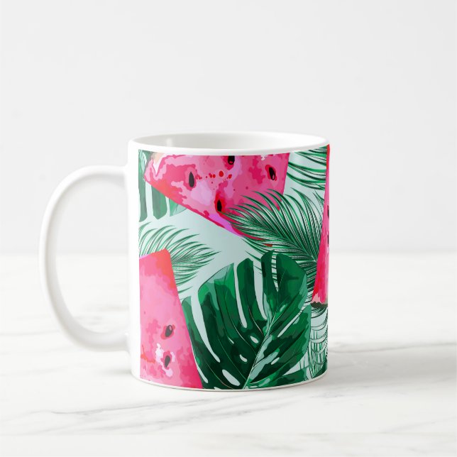 Mug Pastèques, palmiers feuilles : pattes tropicales s (Gauche)