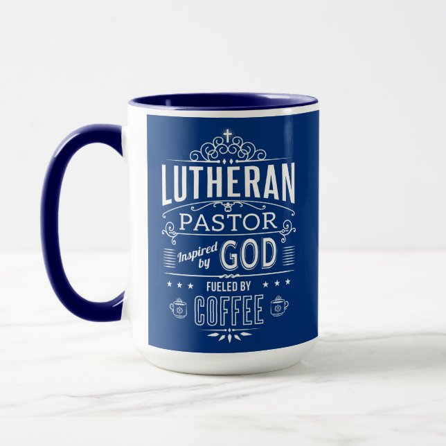 Mug Pasteur luthérien inspiré par Dieu et le café (Gauche)