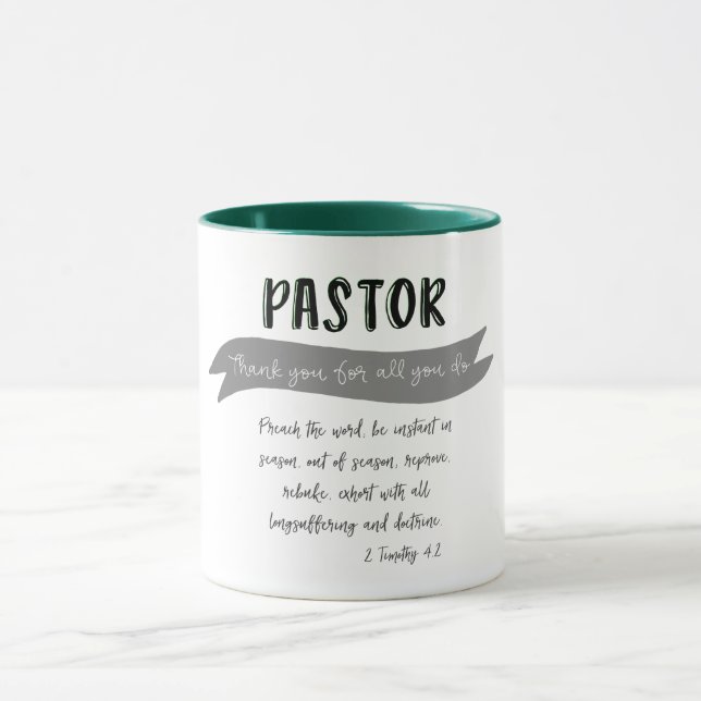 Mug Pasteur Merci avec la Bible Verse (Centre)