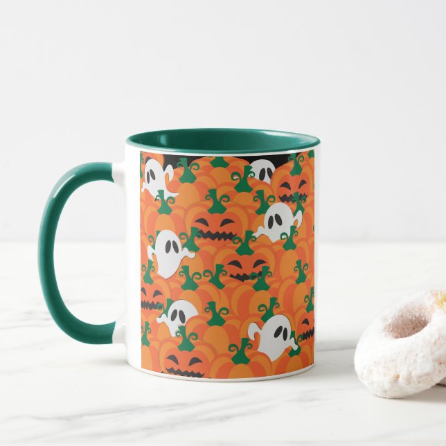 Mug Patch Citrouille Haunted Halloween Ghosts (Avec donut)