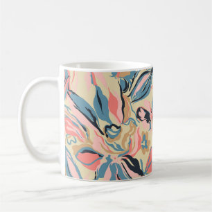 Mug patchwork Abstrait : crème fleurie géométrique.