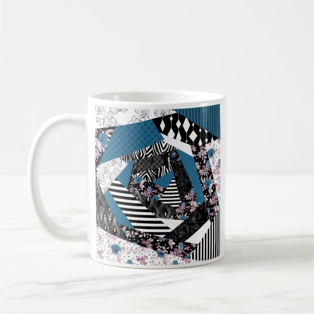 Mug patchwork bleu, populaire, patchwork, folle, rusti (Gauche)