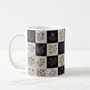 Mug Patchwork botanique floral cuir aspect couture