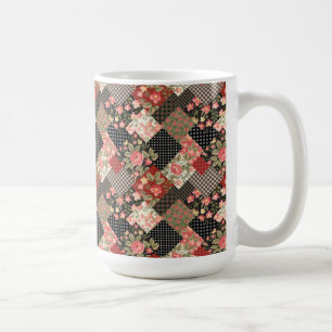 Mug Patchwork Fleurs Motifs Polka Dot Plai géométrique
