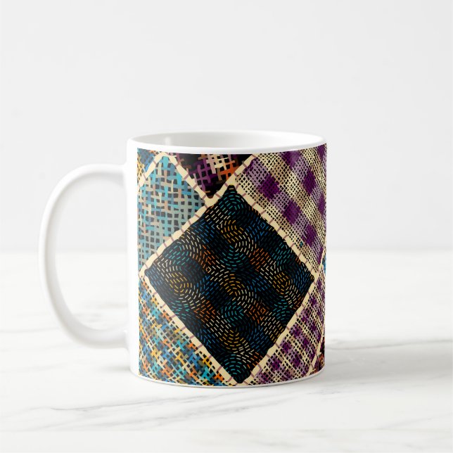 Mug Patchwork indien : Imitation Toile Texturée. (Gauche)