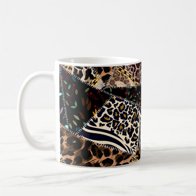 Mug Patchwork Leopard : Ethnic Lining Design. (Gauche)