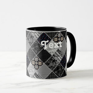 Mug Patchwork monochrom noir gris blanc patchwork qui