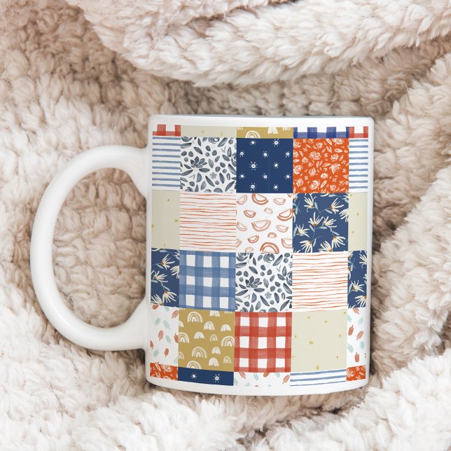 Mug Patchwork rouge et bleu (Créateur téléchargé)