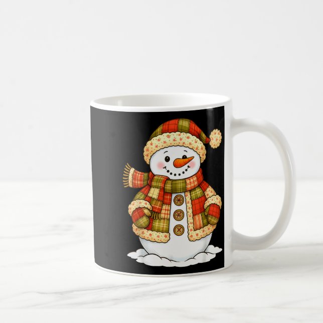 Mug Patchwork Snowman Retro Funny Snowman Holiday Chri (Droite)