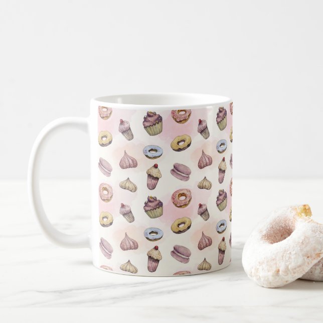 Mug Pâtes Cupcakes Cute tendance Aquarelle Woodland (Avec donut)