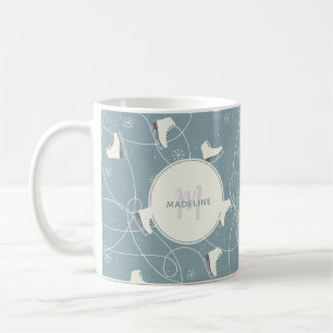 Mug Patinage sur glace et flocons de neige Personnalis