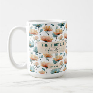 Mug Patrimoine familial floral aquarelle vintage