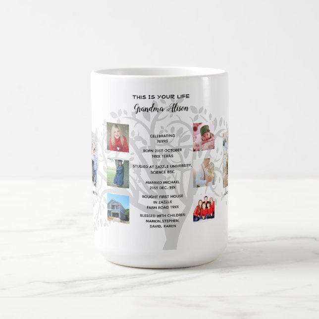 Mug Patrimoine Grand-mère PHOTO COLLAGE Vie Histoire K (Centre)
