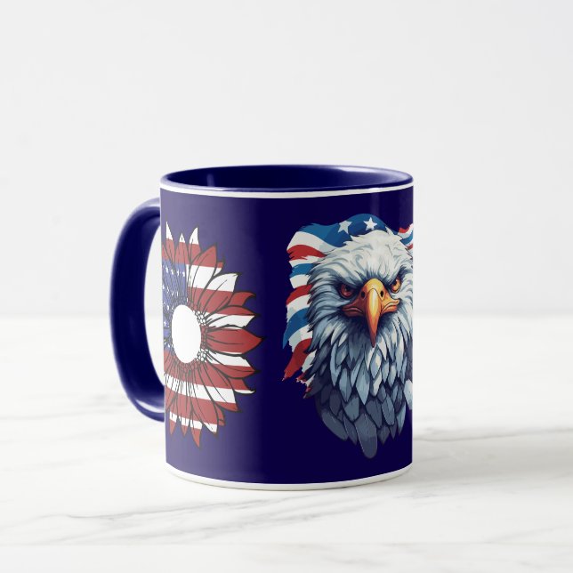 Mug Patriotic American Eagle Sunflower Flag Navy Combo (Devant gauche)