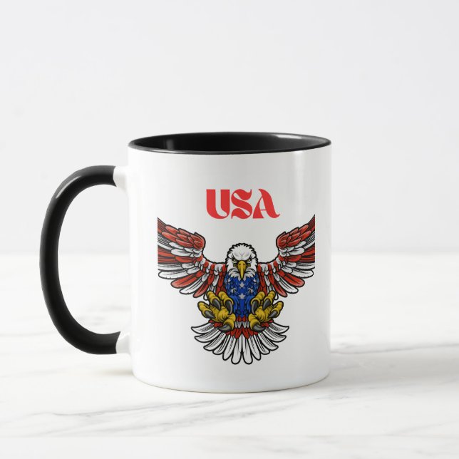 Mug Patriotic Bald Eagle Flying Design (Gauche)