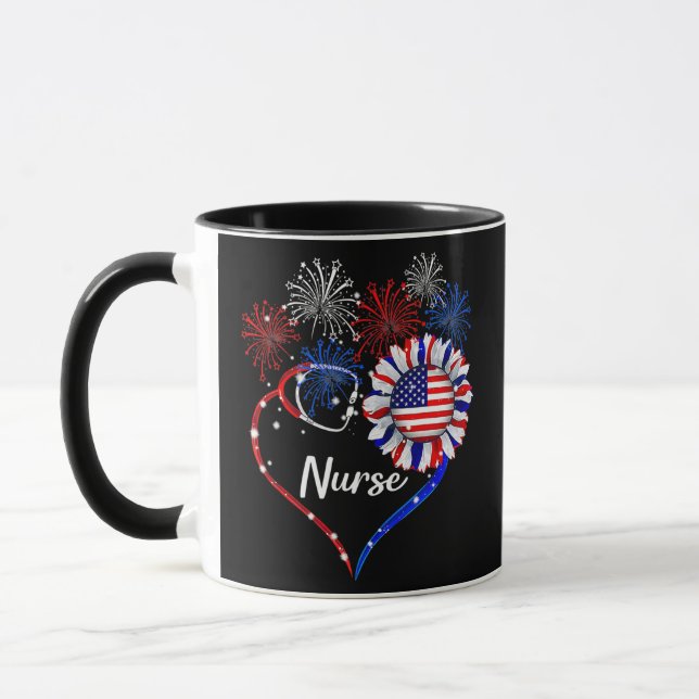 Mug Patriotic Nurse 4th of July American Flag (Gauche)
