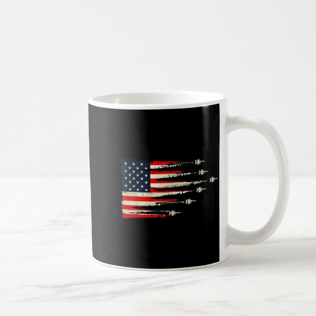 Mug Patriotic Red White Blue Usa Flag Fighter Jets 4th (Droite)