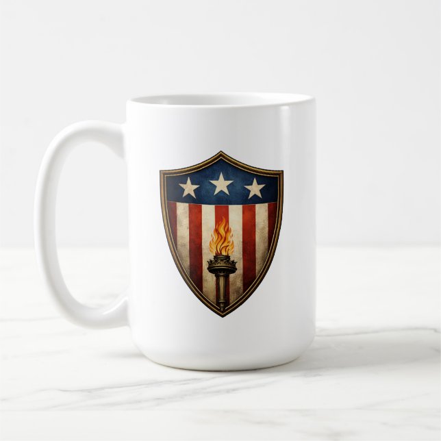 Mug Patriotic Shield Torch American Liberty Flame (Gauche)