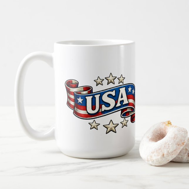 Mug Patriotic USA Banner (Avec donut)