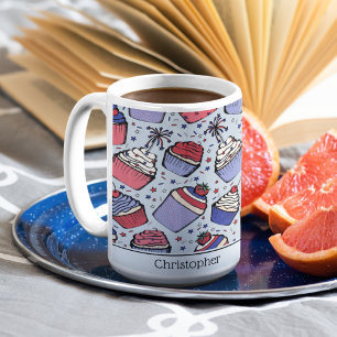 Mug Patriotique Bleu Juillet 4 Coupettes Personnalisé