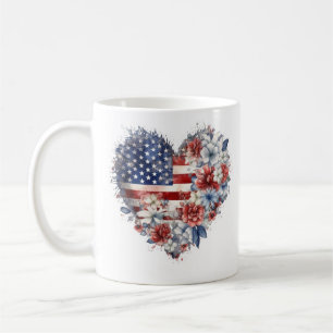 Mug Patriotique Floral Heart