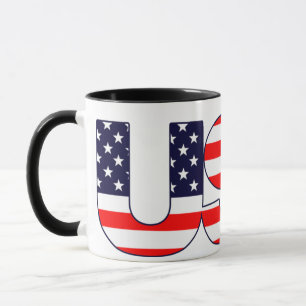 Mug Patriotique le mot USA dans les couleurs du drapea